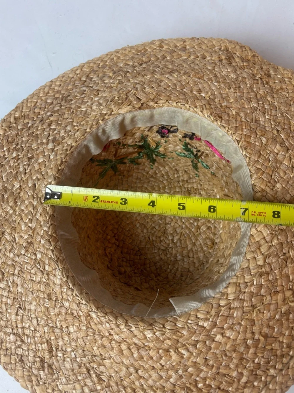 Woven Straw Raffia Sun Hat Beaded Monkey Embroidered Palm Trees Women’s Beach